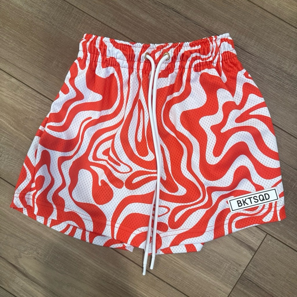 BKTSQD shorts - Orange and White